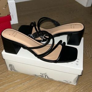 Black Square toe heels